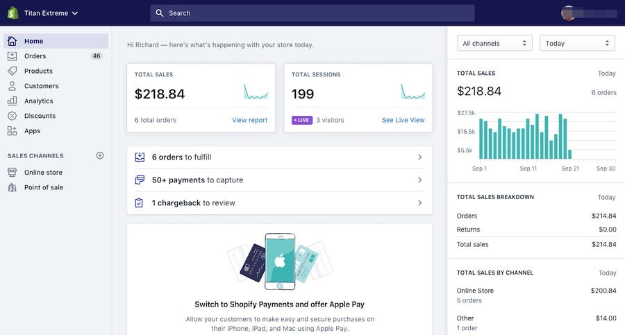 shopify admin